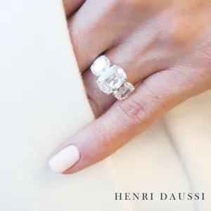 Classic Trilogy Henri Daussi GIA Certified Engagement Ring Features 3 Cushion Cut Diamonds