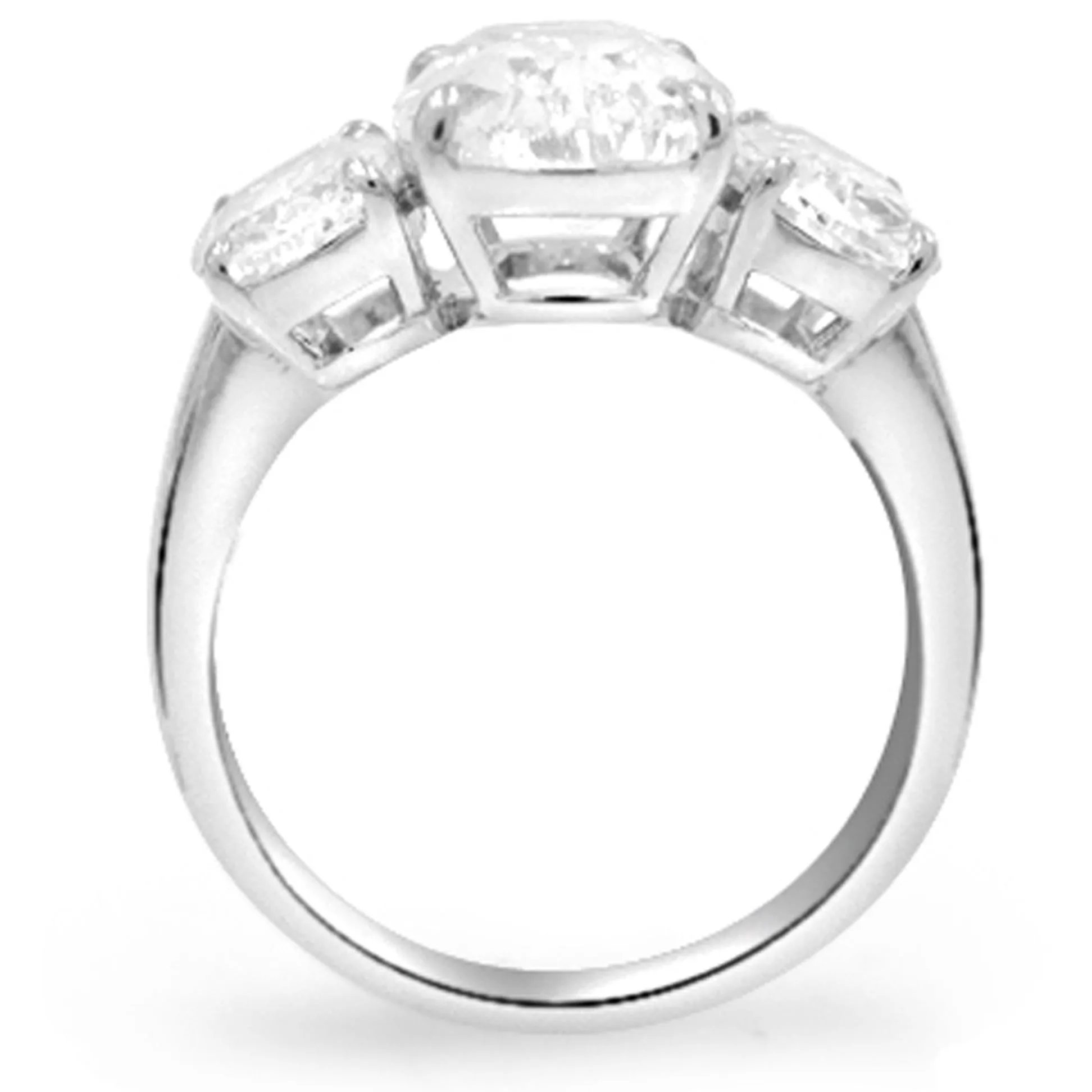 Classic Trilogy Henri Daussi GIA Certified Engagement Ring Features 3 Cushion Cut Diamonds