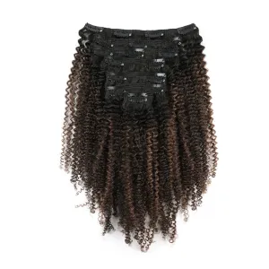 Clip in Hair Extension Afro Kinky Curly 1BT1BP4#