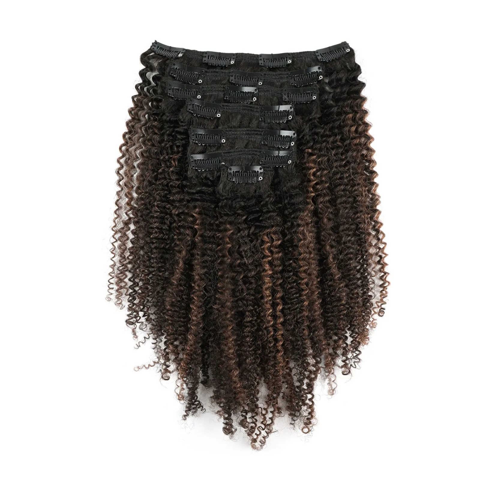 Clip in Hair Extension Afro Kinky Curly 1BT1BP4#