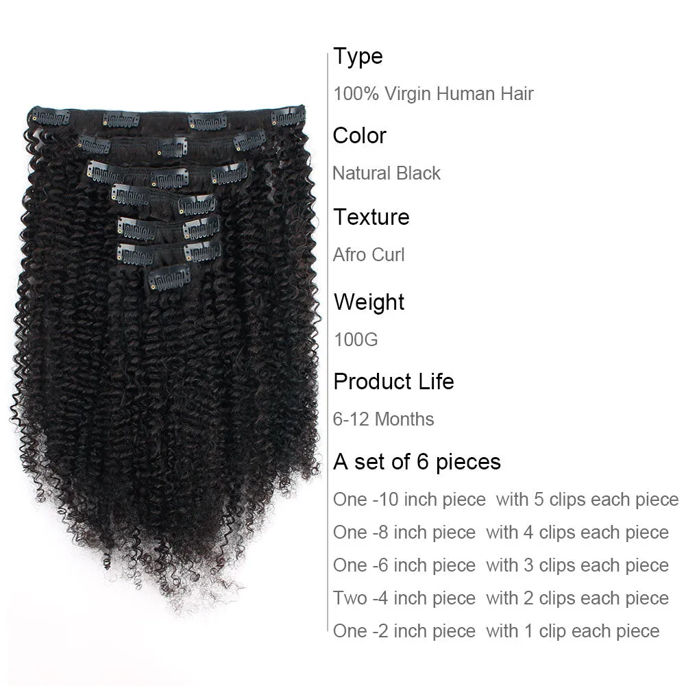 Clip in Hair Extension Afro Kinky Curly