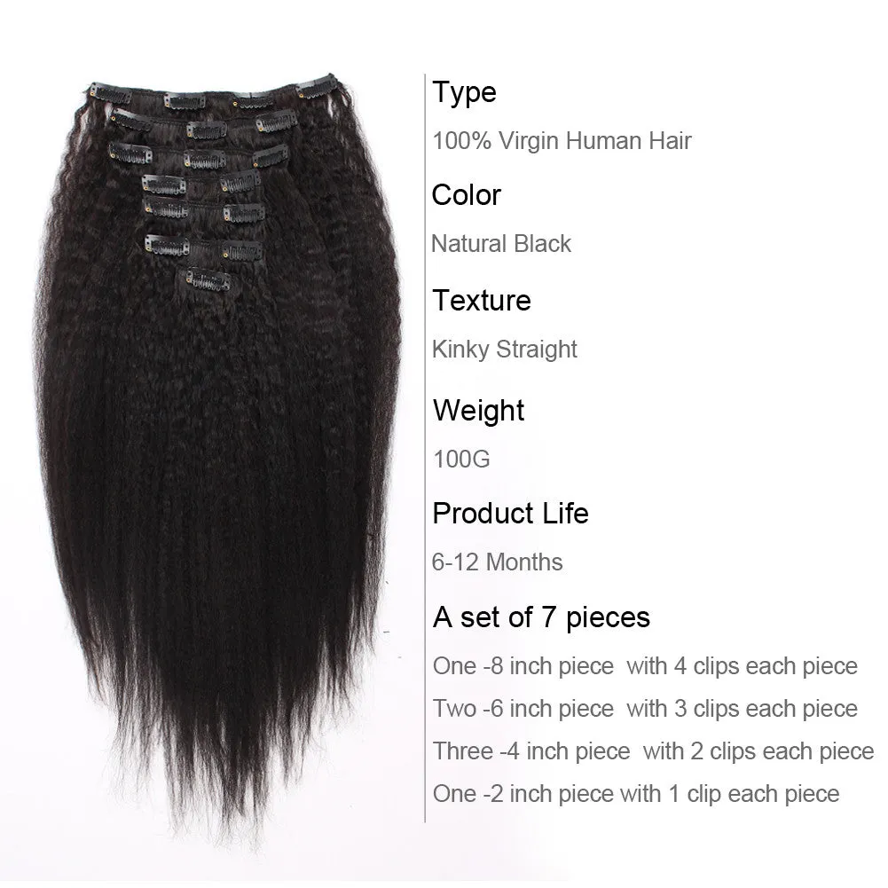 Clip in Hair Extension Kinky Straight