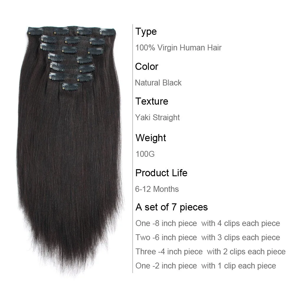 Clip in Hair Extension Yaki Straight