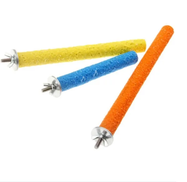 Colorful Pet Paw Grinding Toys Parrot Stand Chew Color Random Budgie Perches Cage Station