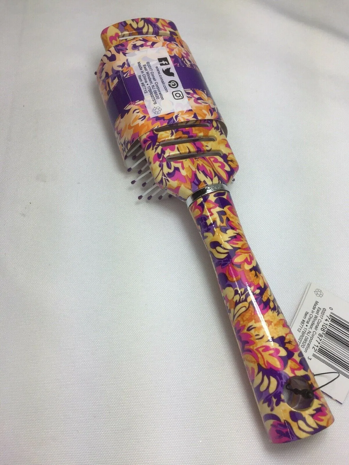 Conair Impressions Brush Detangle Style Blue Pink Purple Flowers Hawaiian Print