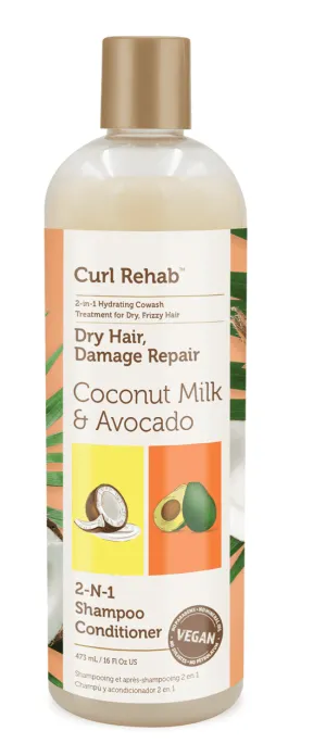 Curl Rehab - Shampoing et après-shampoing  2-en-1 au lait de coco & avocat "2-in-1 Shampoo Conditioner coconut milk & avocado" - 473ml