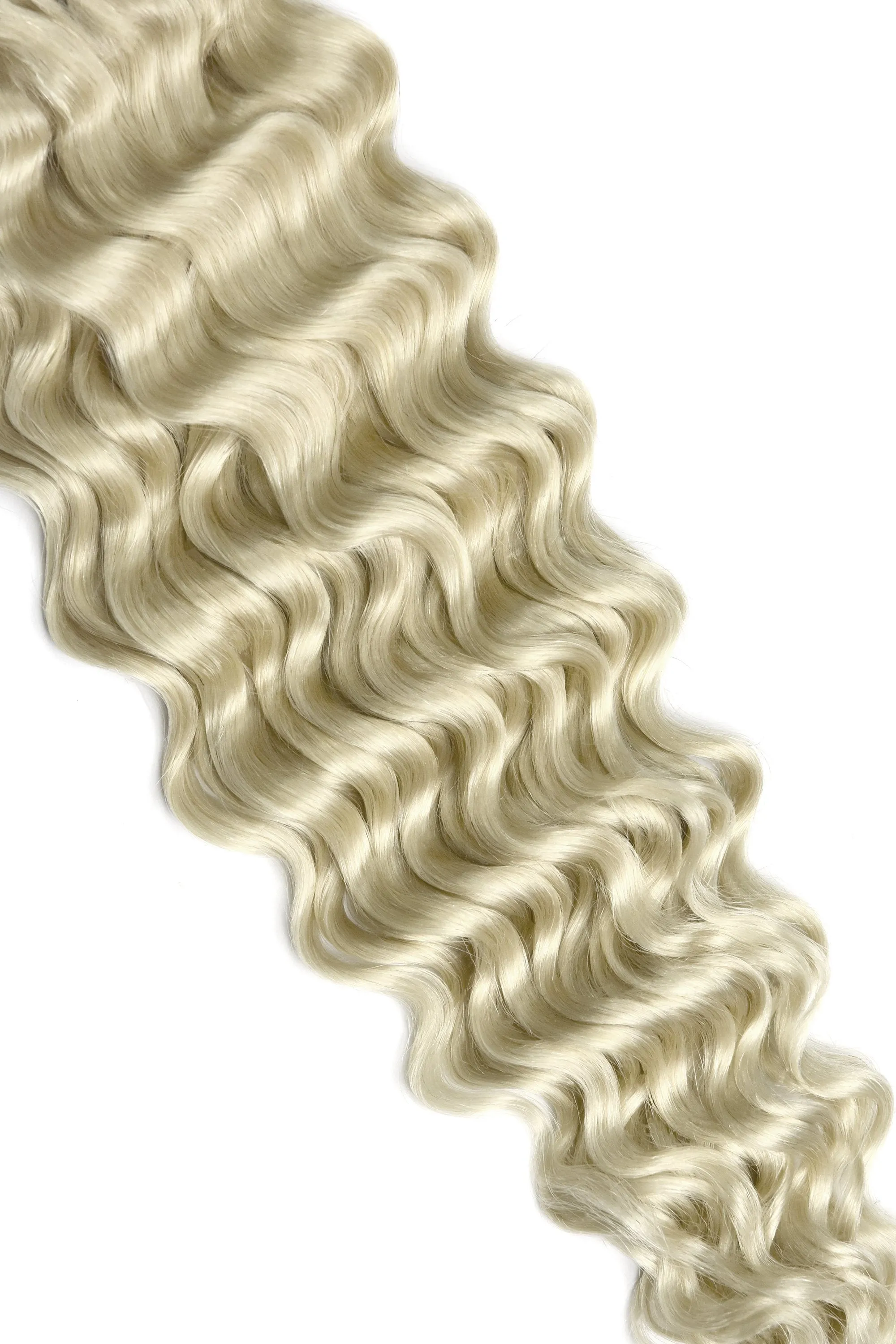 Curly Full Head Remy Clip in Human Hair Extensions - Ice Blonde