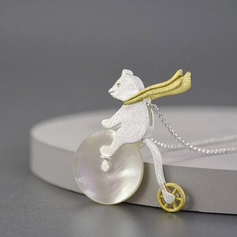 Cute Bicycle Riding Bear Pendant