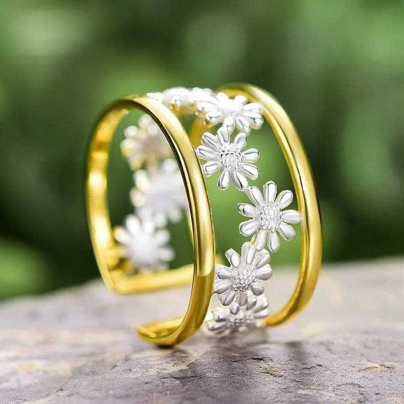 Daisy Flower Adjustable Ring