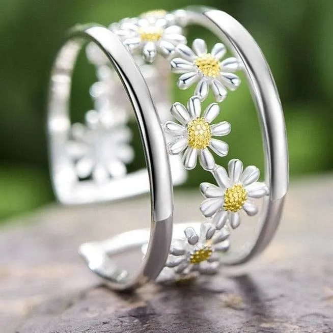 Daisy Flower Adjustable Ring
