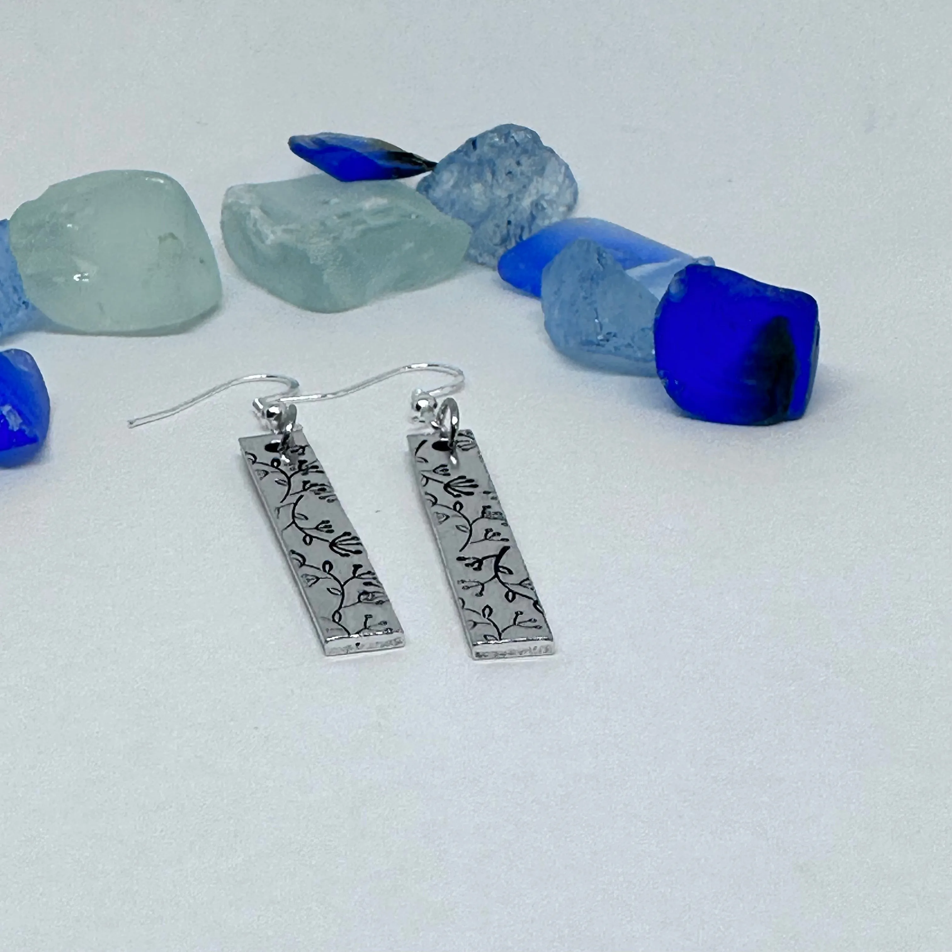 Dangling Floral - Hand Stamped Earrings