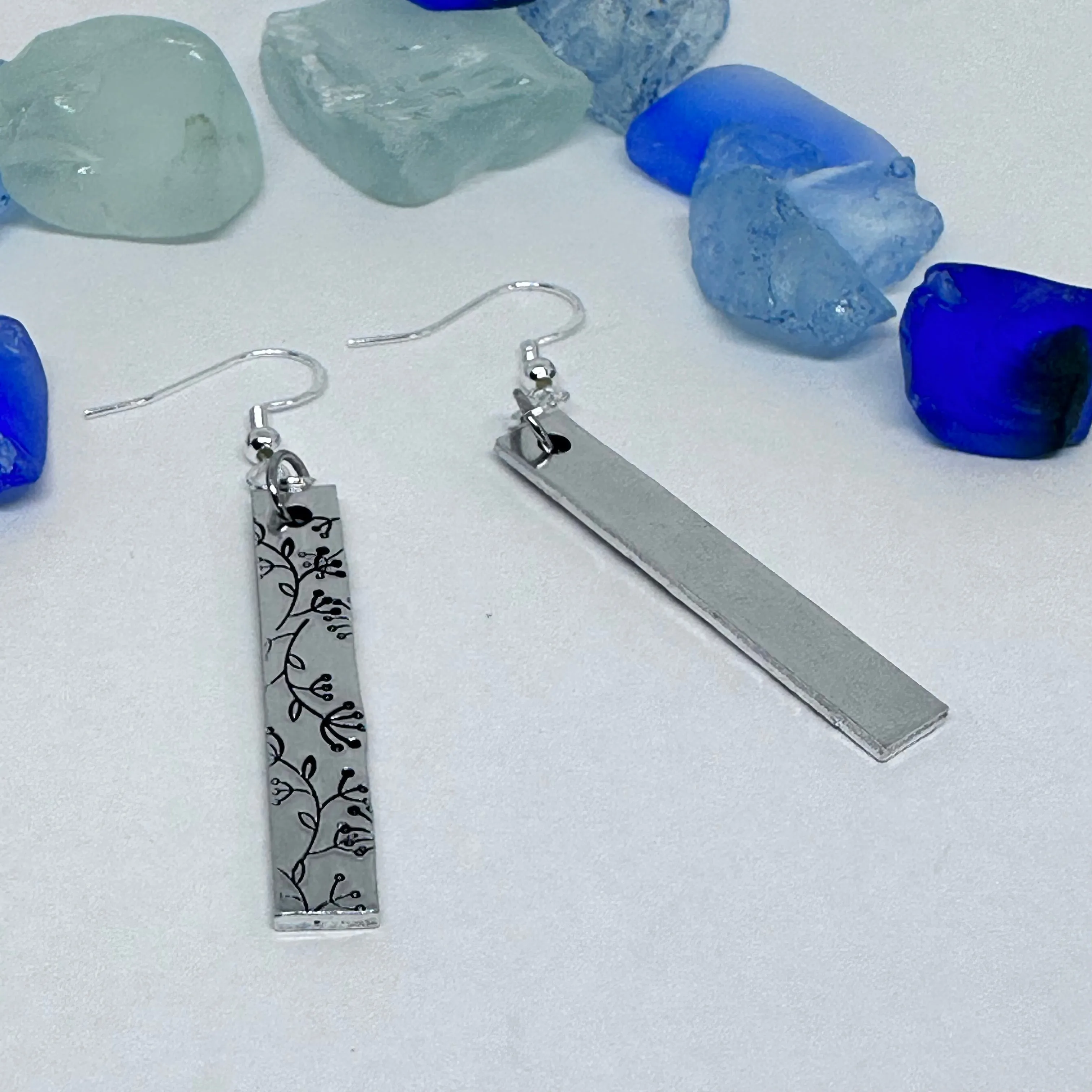 Dangling Floral - Hand Stamped Earrings
