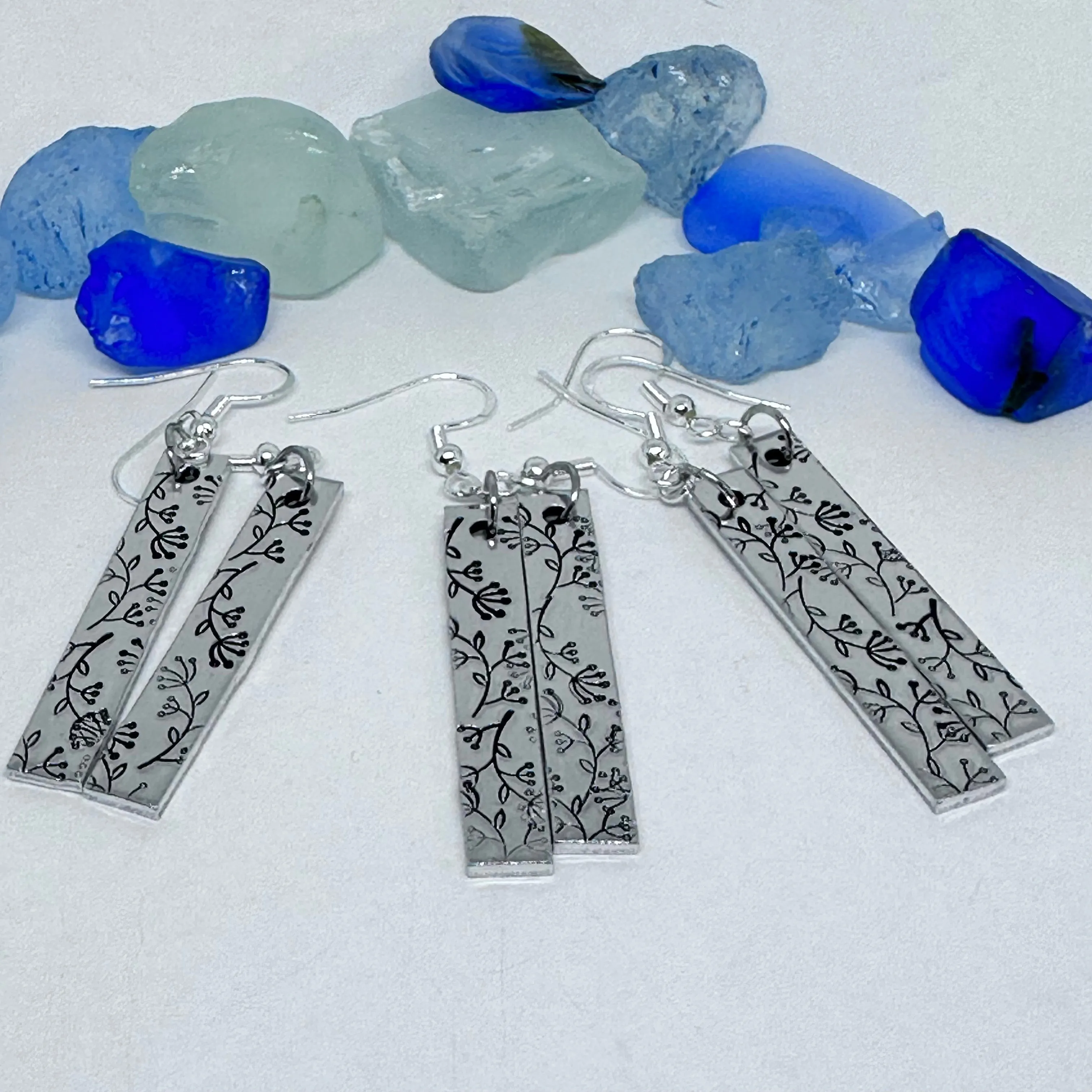 Dangling Floral - Hand Stamped Earrings