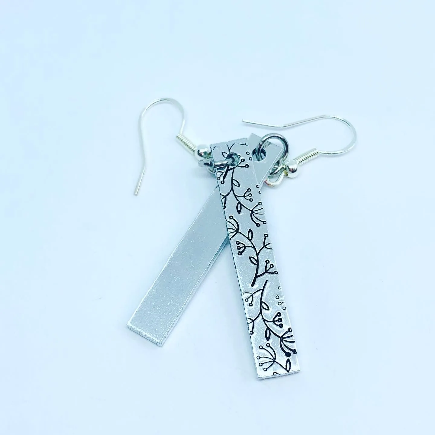 Dangling Floral - Hand Stamped Earrings