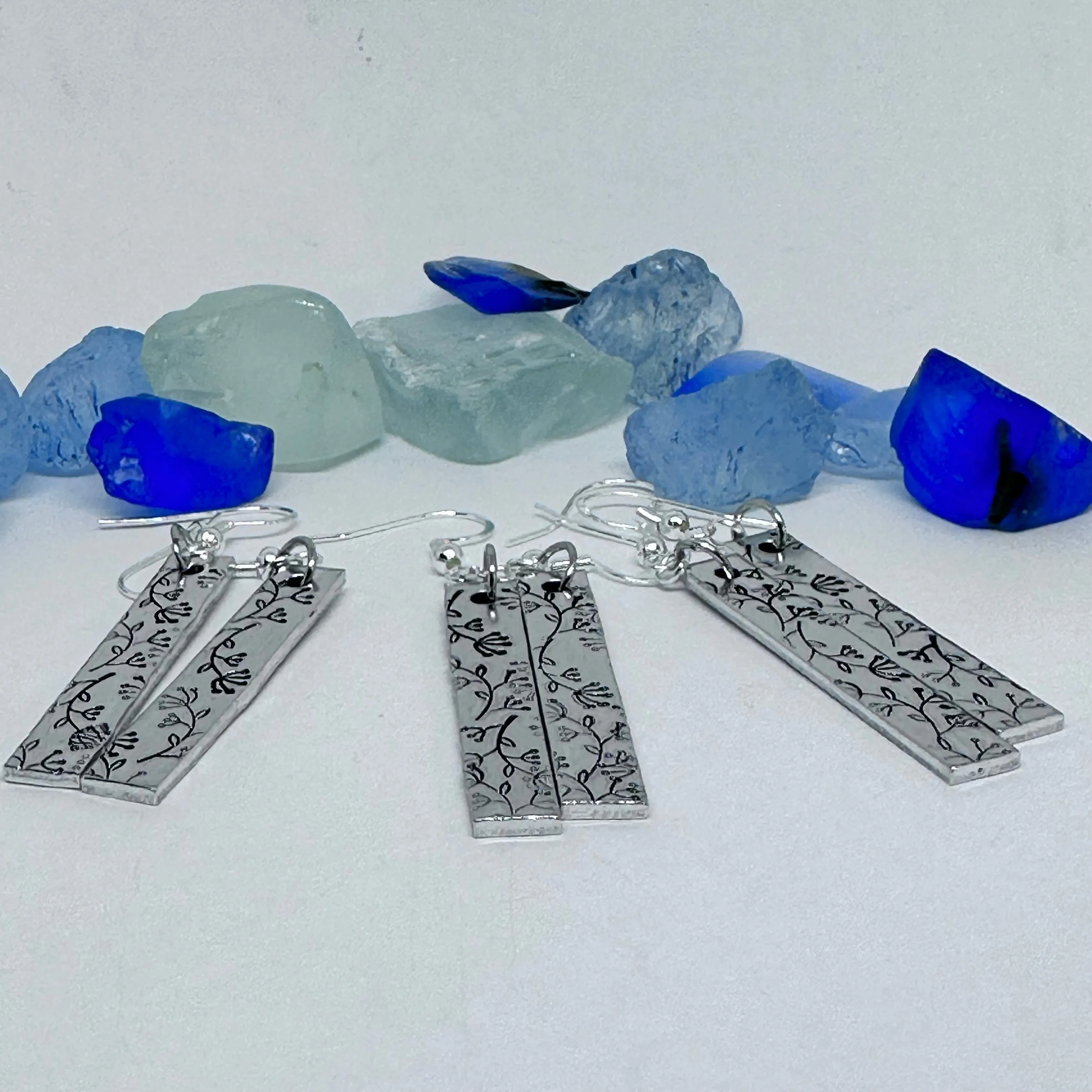 Dangling Floral - Hand Stamped Earrings