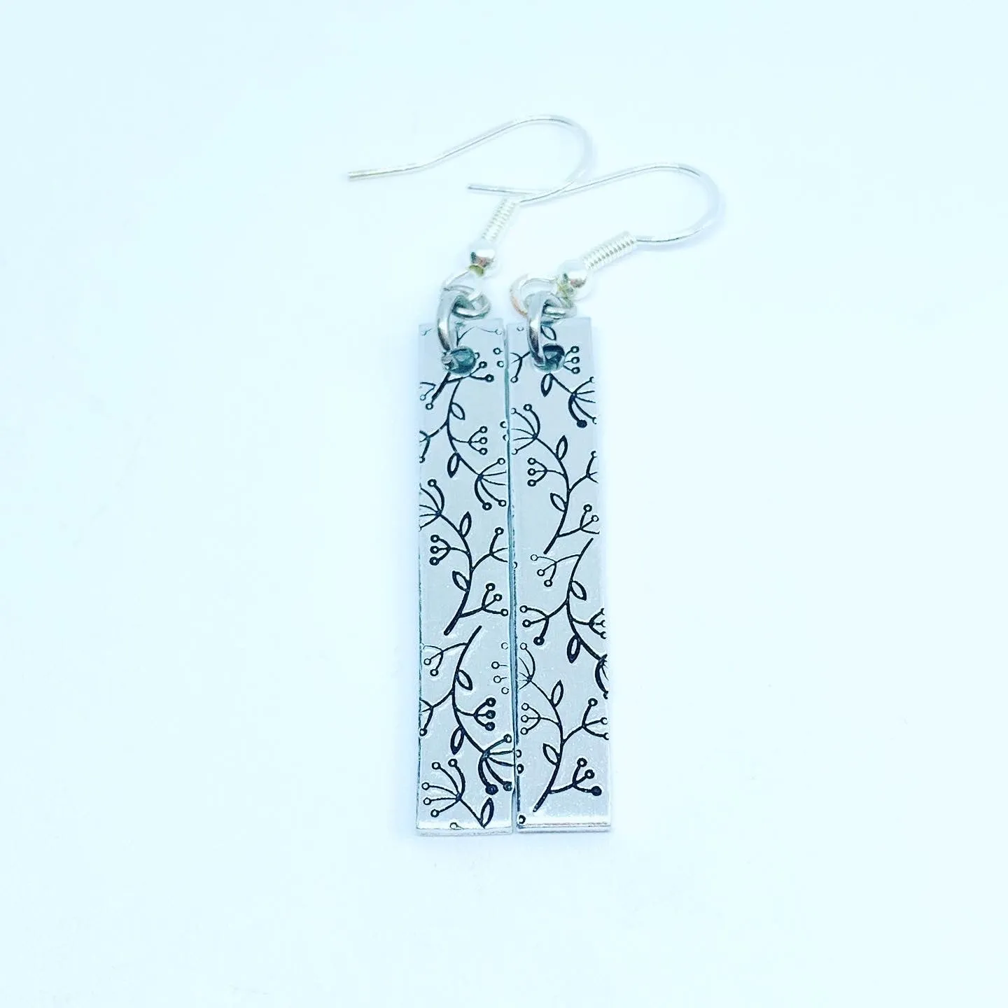 Dangling Floral - Hand Stamped Earrings