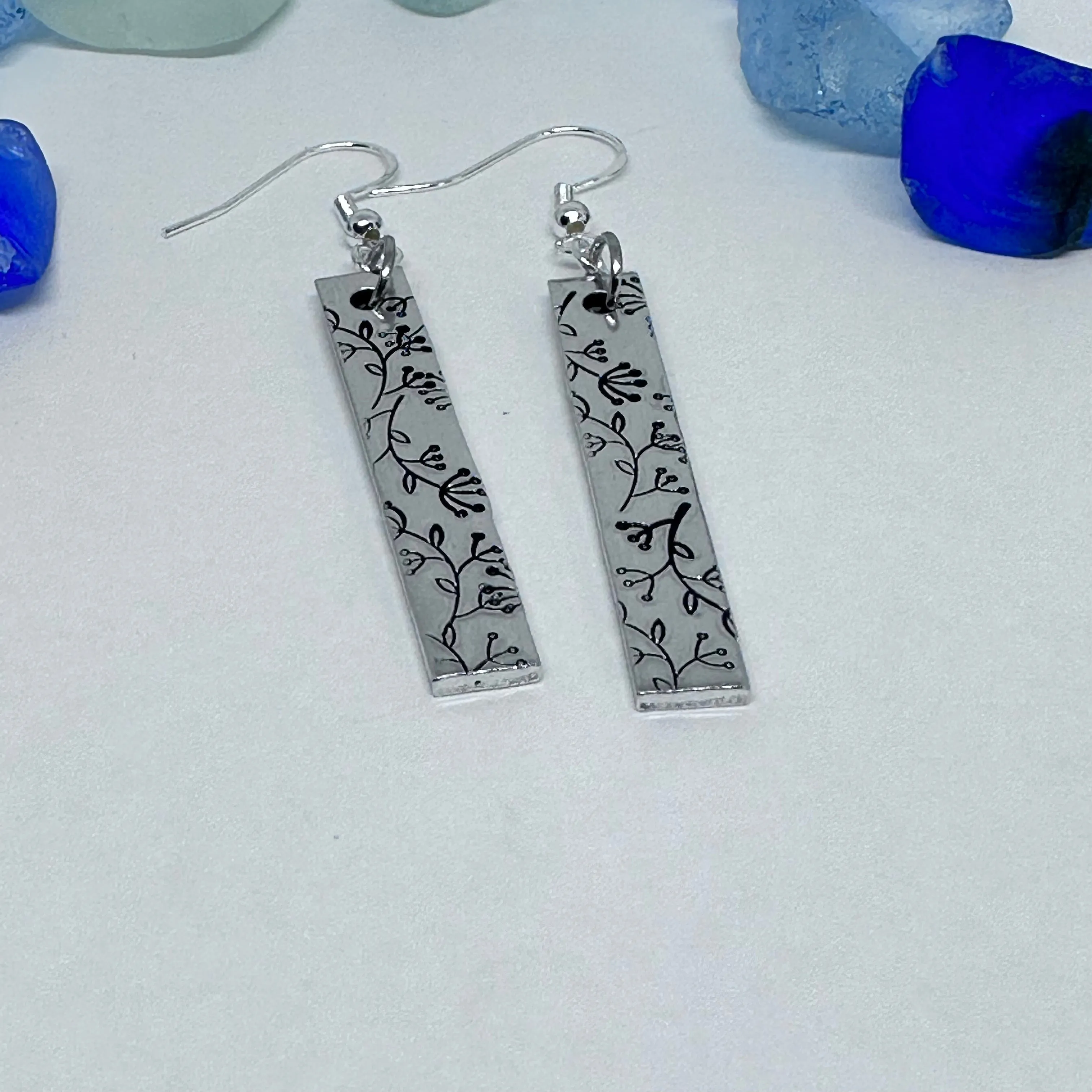 Dangling Floral - Hand Stamped Earrings