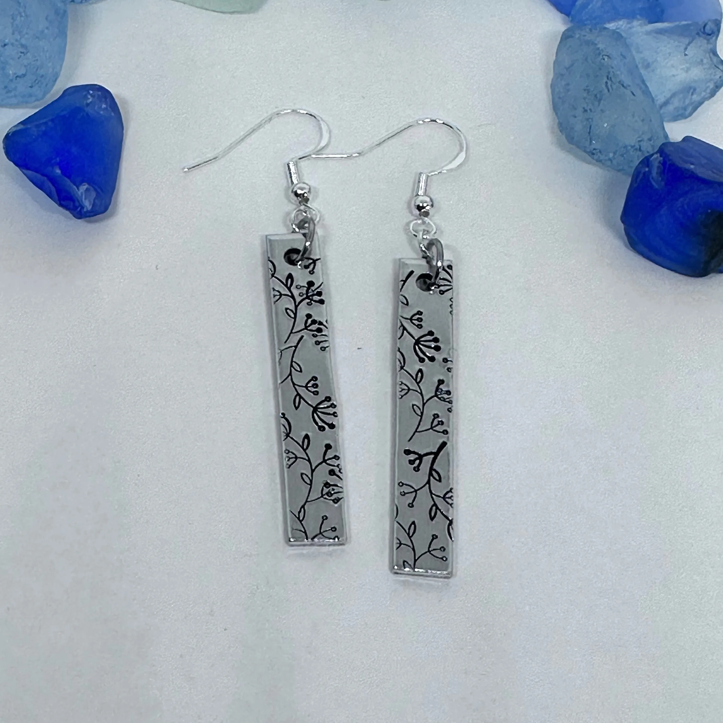 Dangling Floral - Hand Stamped Earrings