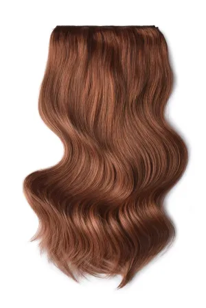 Dark Auburn/Copper Red (#33) Double Wefted Full Head Clip In Hair Extensions