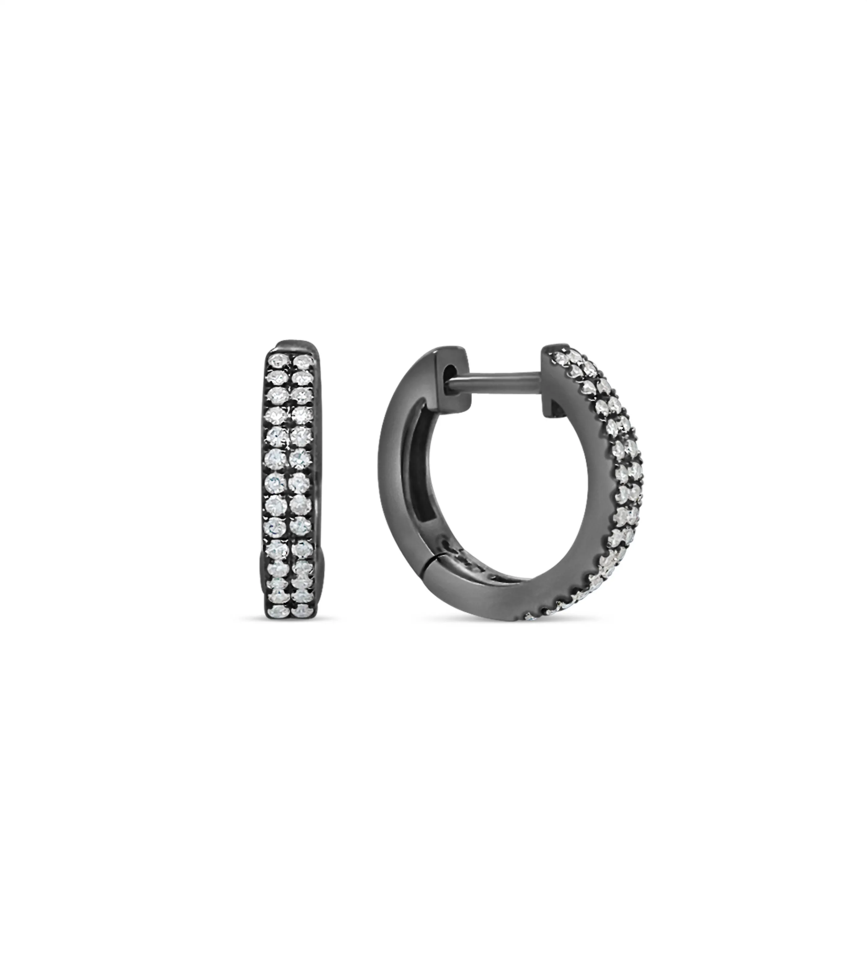 Diamond 2 Row Huggie Earring
