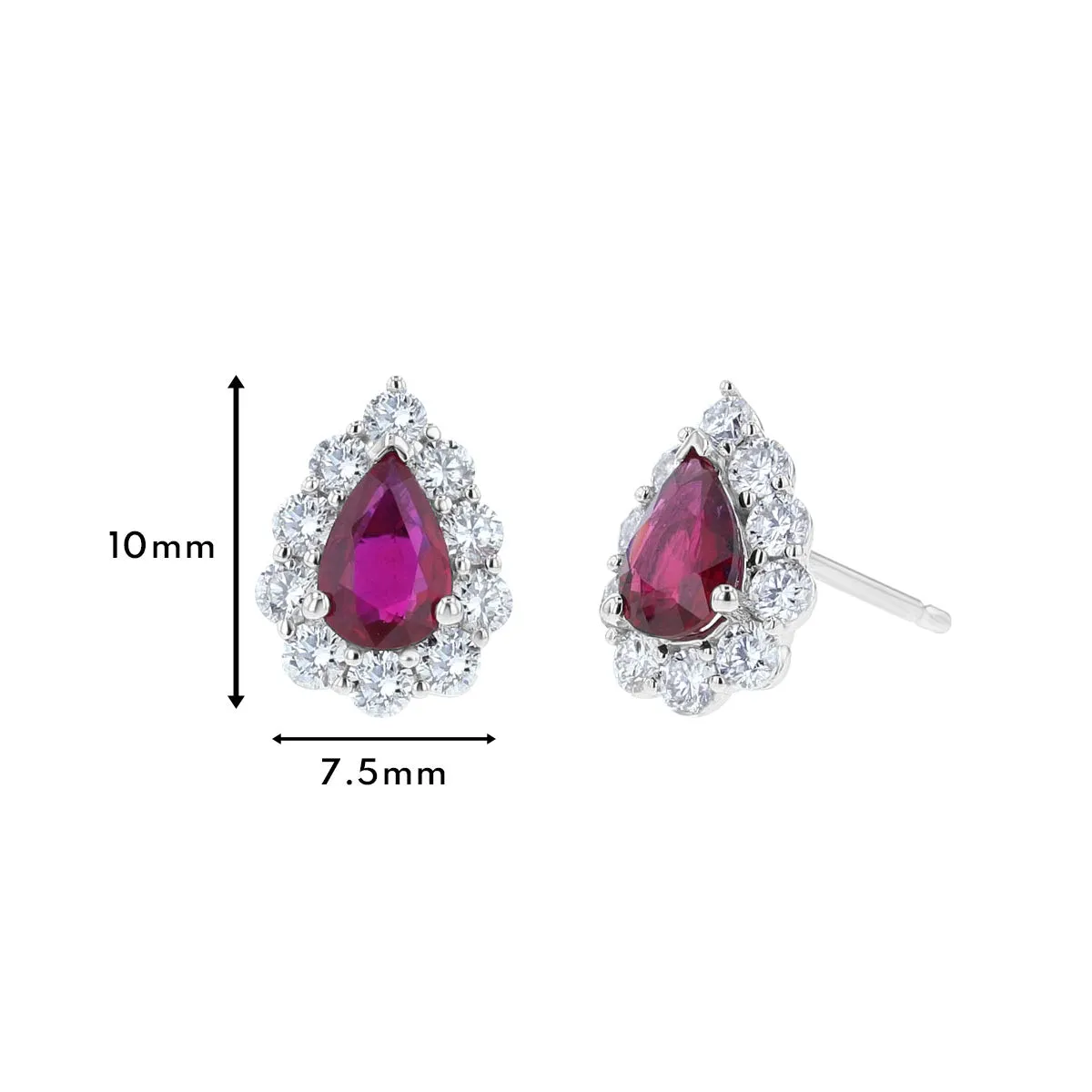 Diamond & Ruby Pear Shaped Stud Earrings