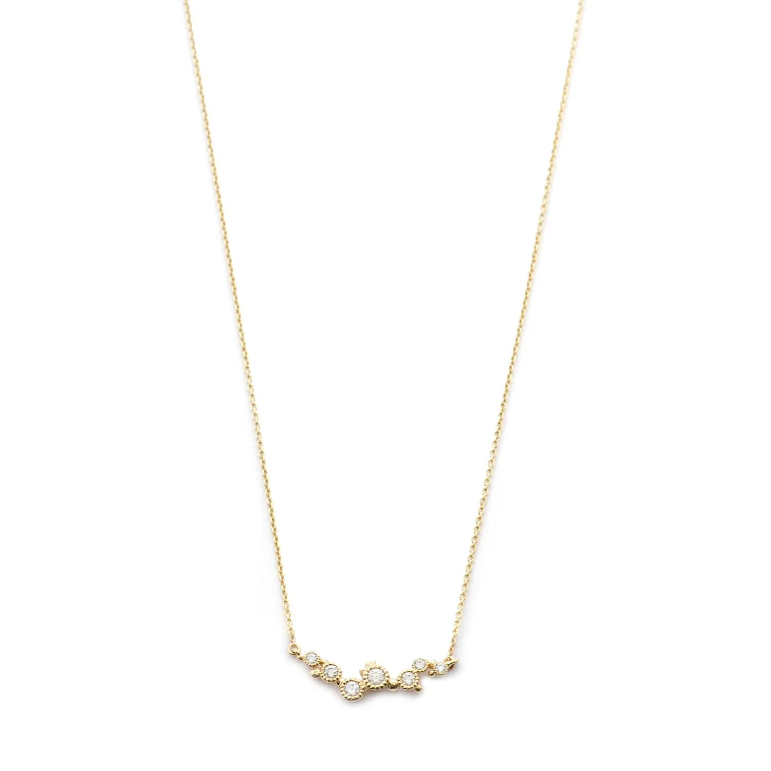 Diamond Bezel with Gold Ball Necklace