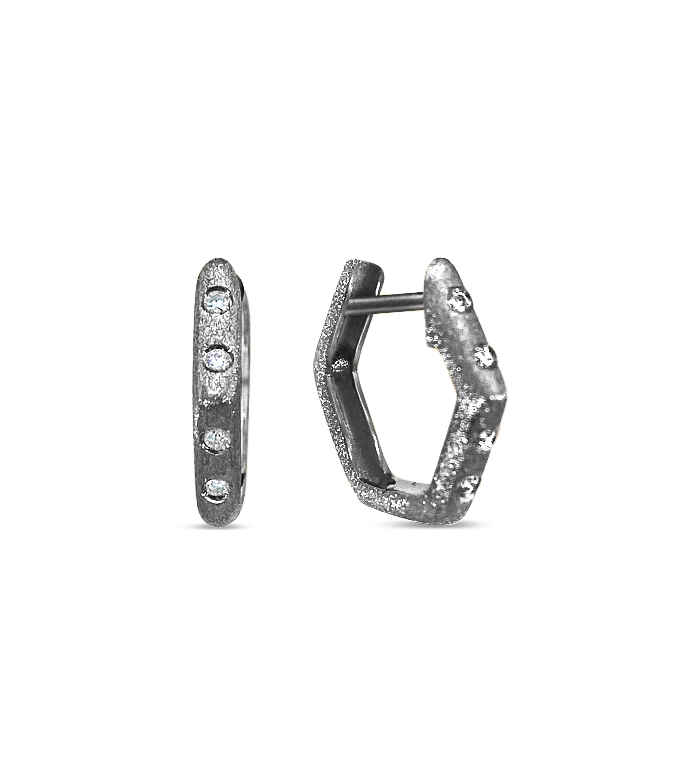 Diamond Hexagon Flush Huggie Earring