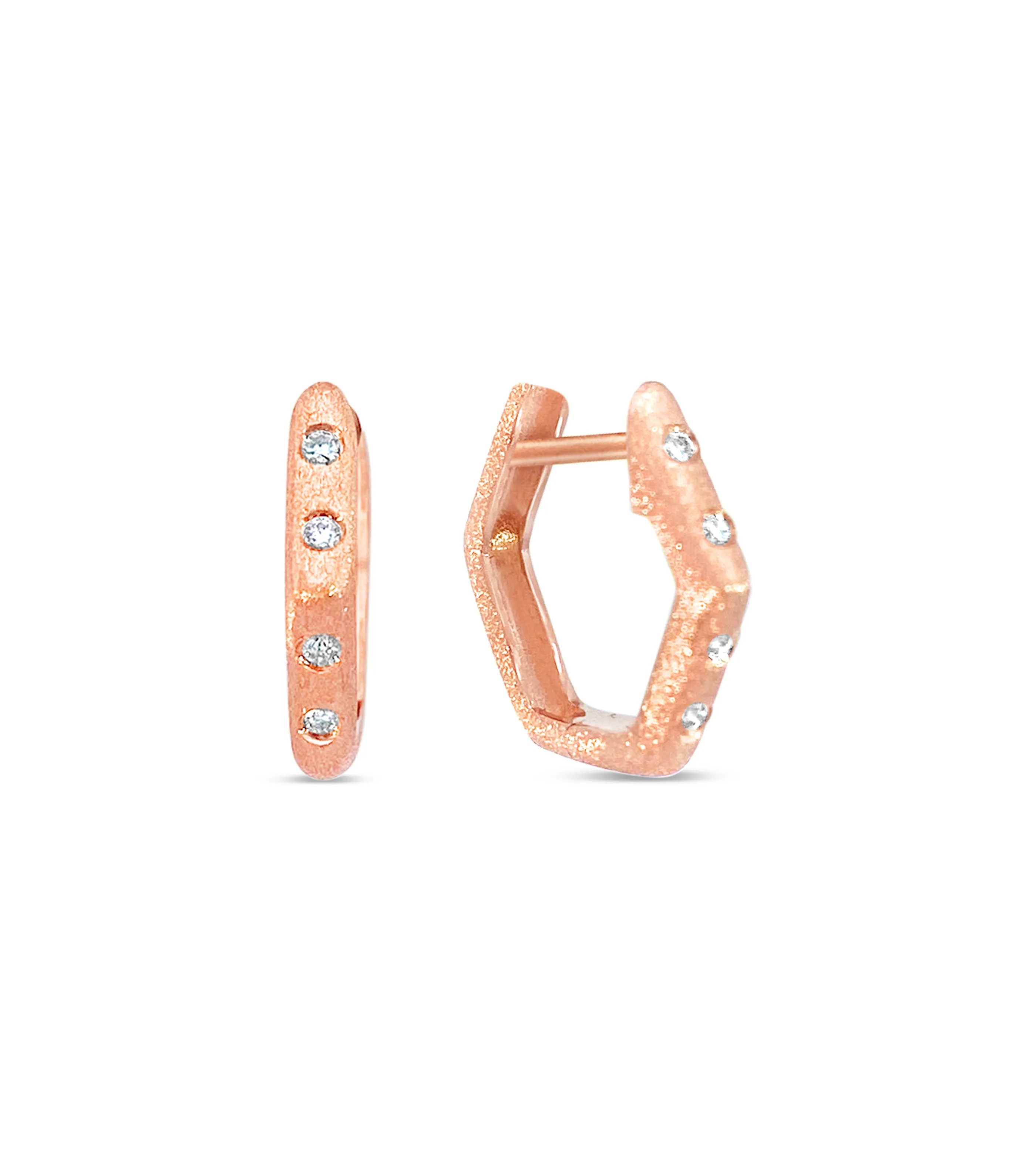 Diamond Hexagon Flush Huggie Earring