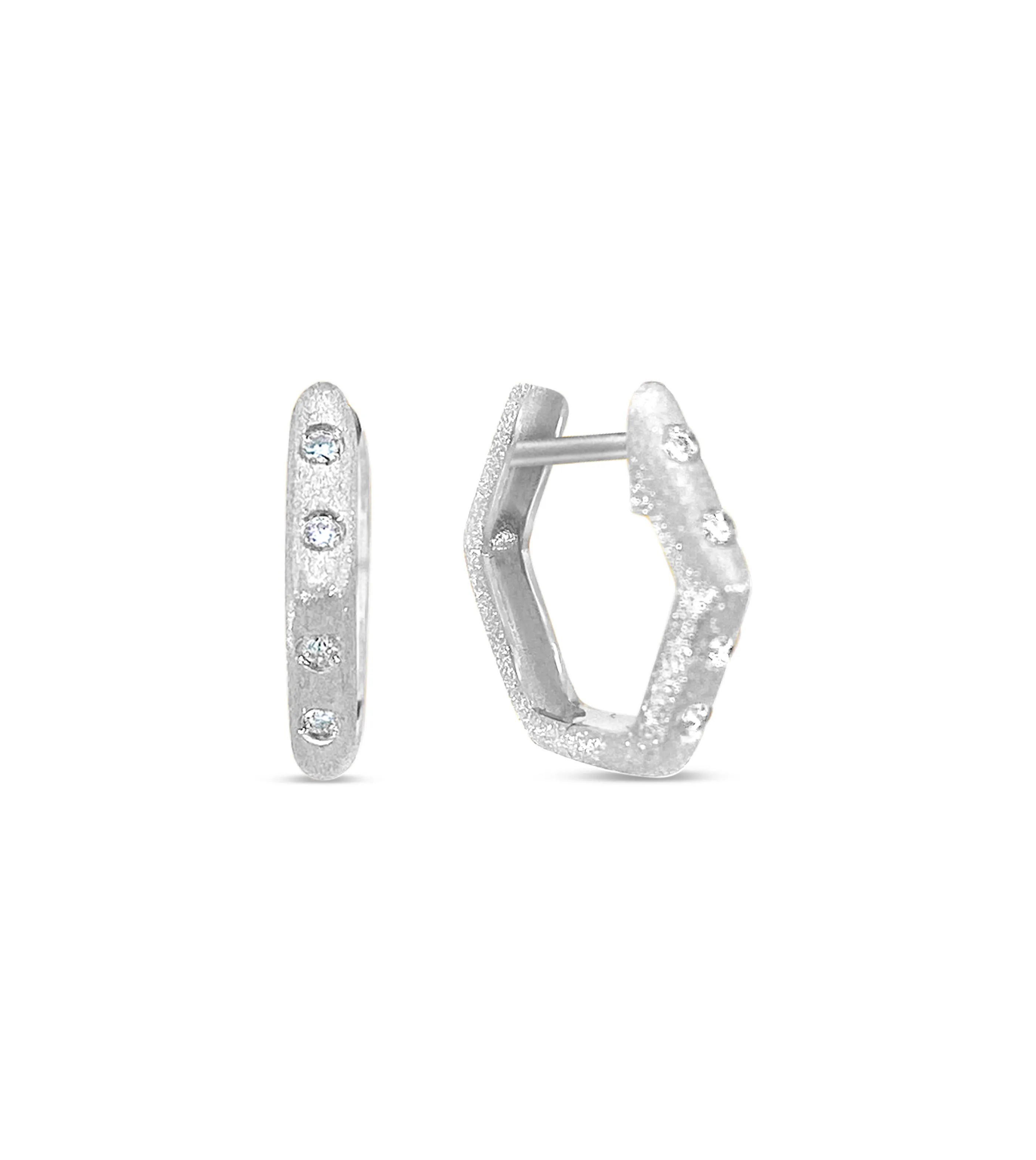 Diamond Hexagon Flush Huggie Earring