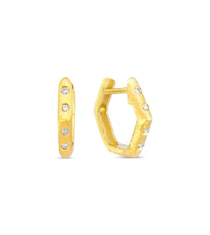 Diamond Hexagon Flush Huggie Earring
