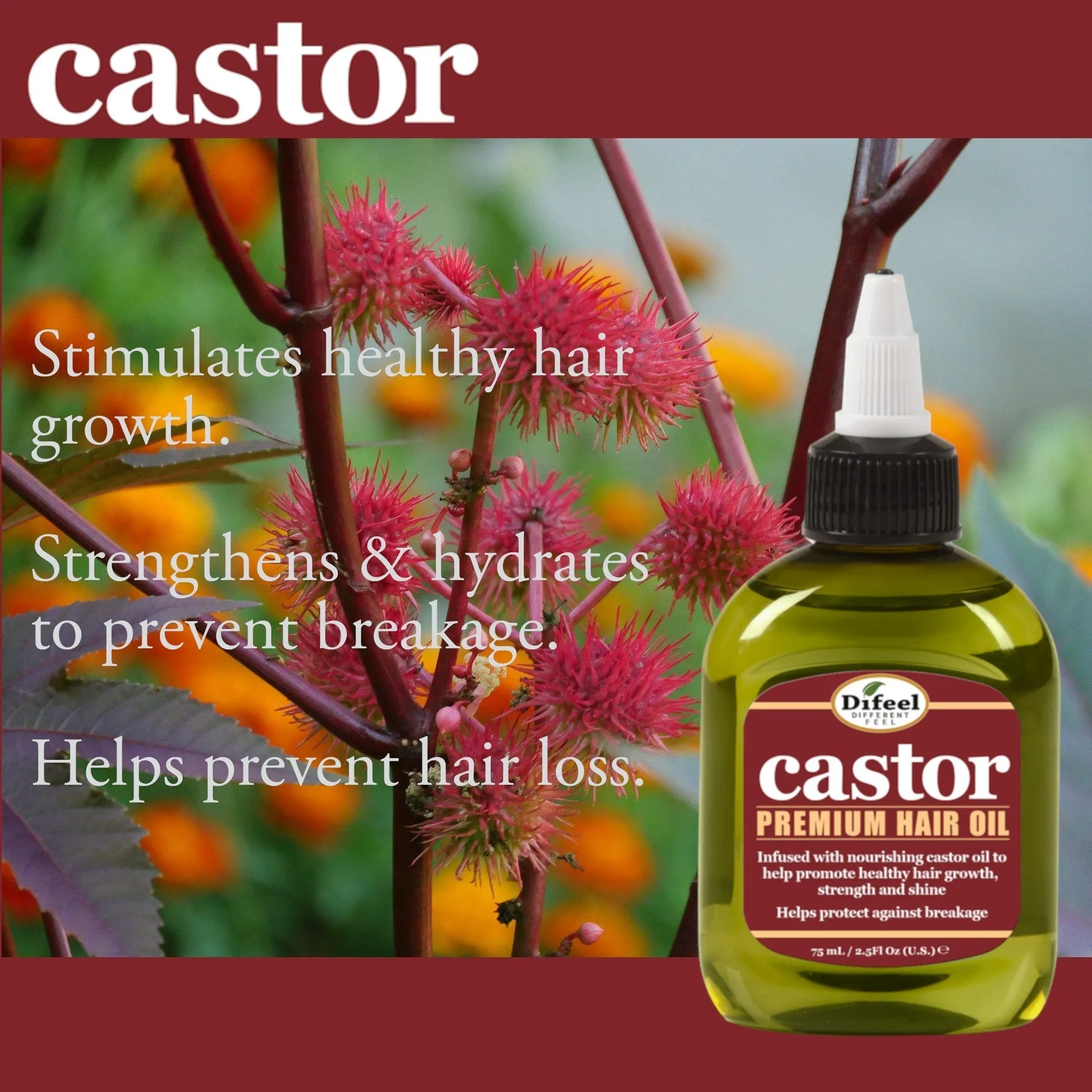 Difeel Castor Pro-Growth & Thicken Premium Hair Oil 7.1 oz. - Deluxe 2-PC Gift Set