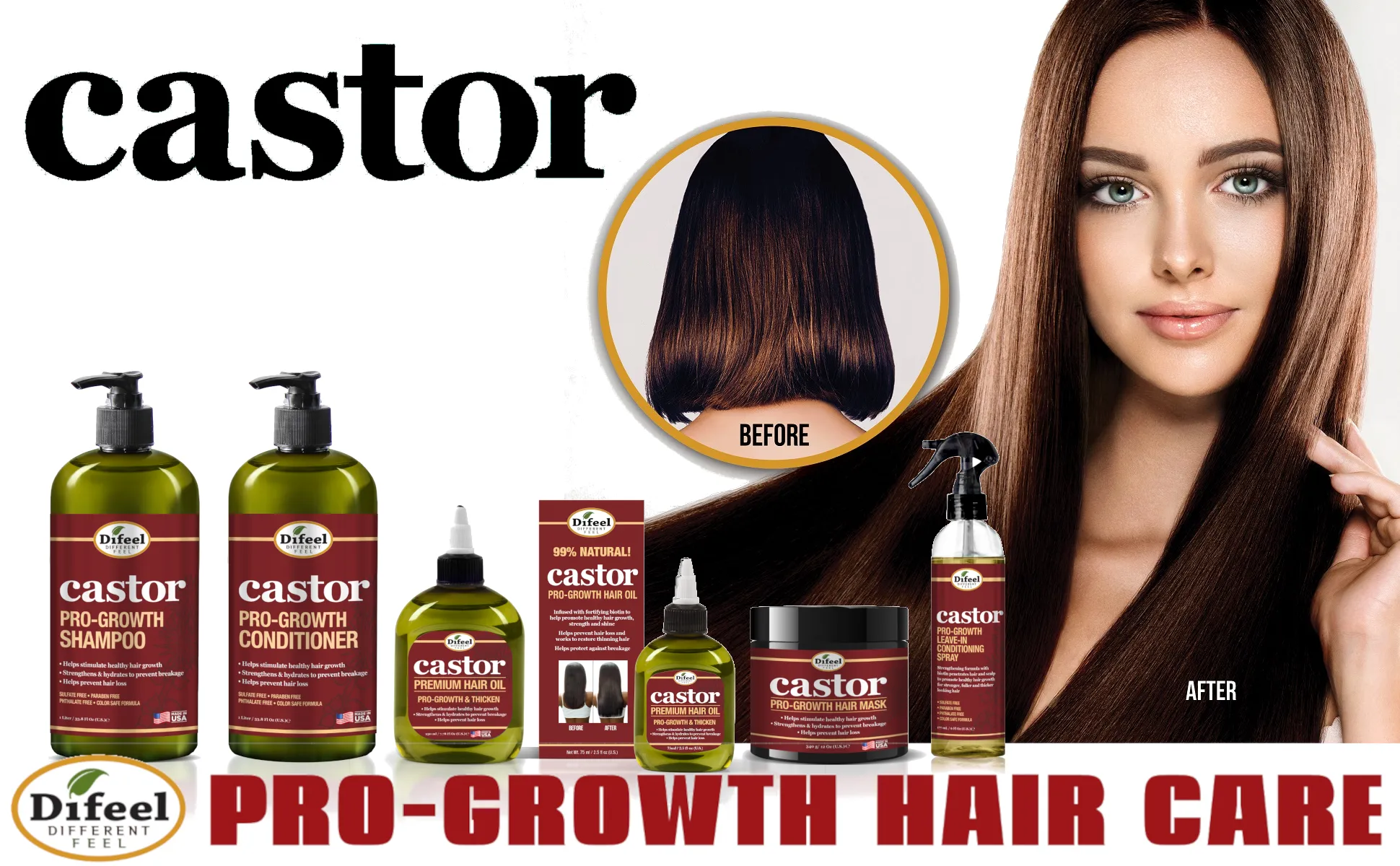 Difeel Castor Pro-Growth Shampoo 33 oz.