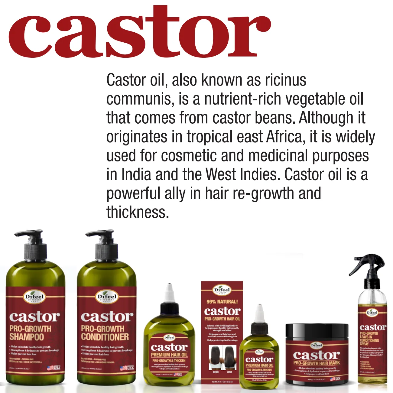 Difeel Castor Pro-Growth Shampoo 33 oz.