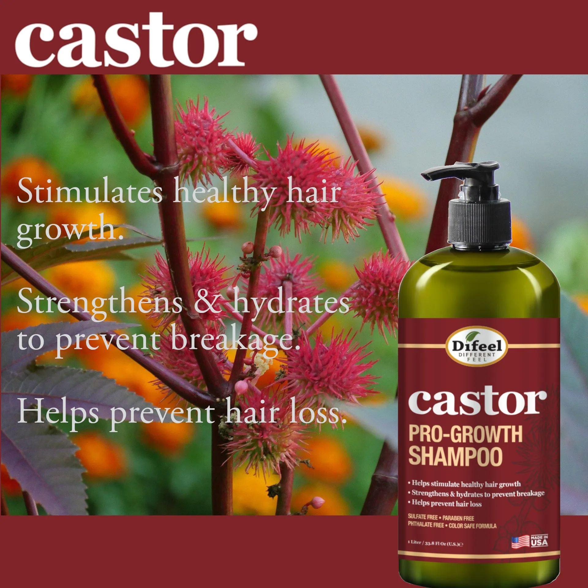 Difeel Castor Pro-Growth Shampoo 33 oz.