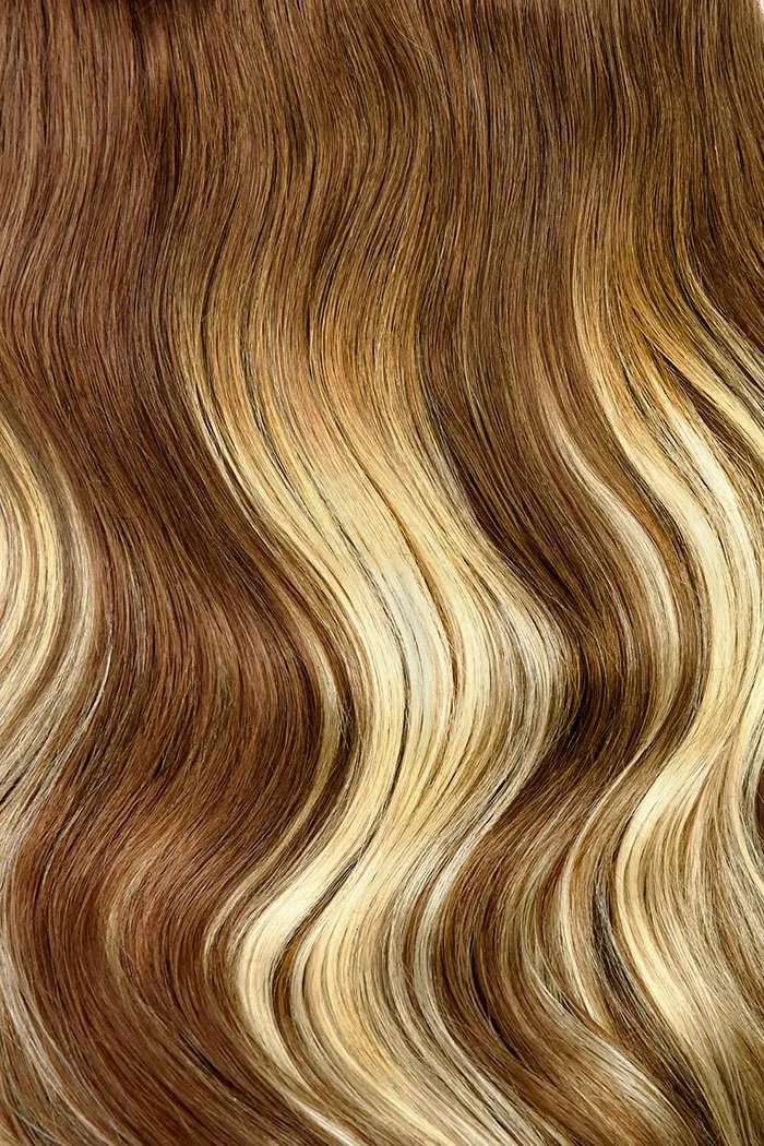 Double Wefted Full Head Chestnut Bronde Balayage Hair Extensions