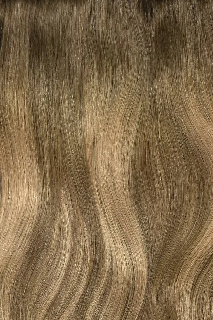 Double Wefted Full Head Clip in Hair Extensions - Soft Bronze Balayage
