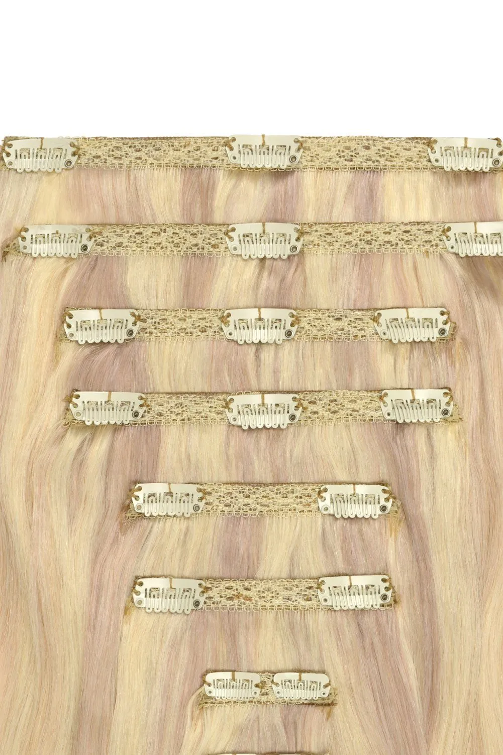 Double Wefted Full Head Remy Clip in Human Hair Extensions - BlondeMe (#60/SS)