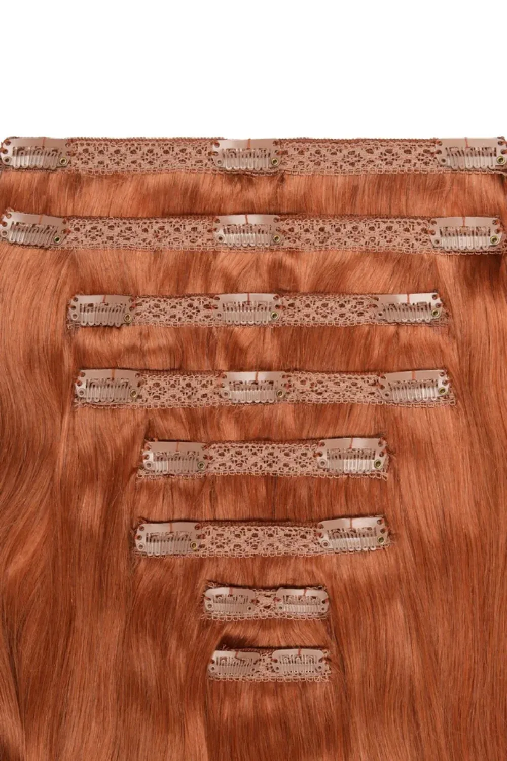 Double Wefted Full Head Remy Clip in Human Hair Extensions - Cowgirl Copper (#350/33)