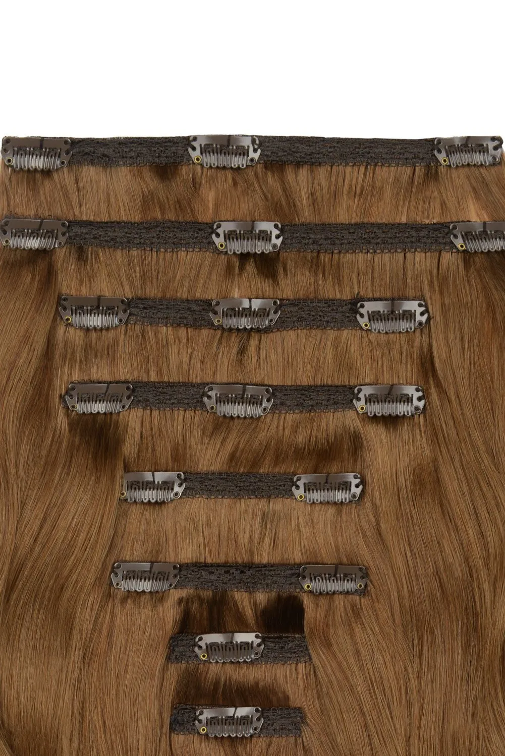 Double Wefted Full Head Remy Clip in Human Hair Extensions - Dark Blonde (#14)