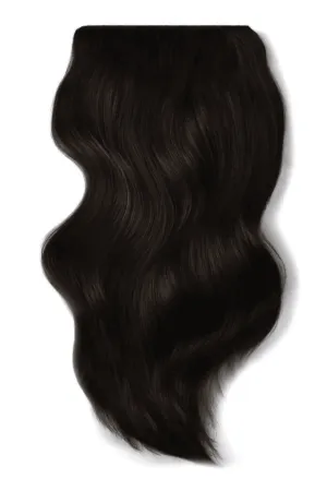 Double Wefted Full Head Remy Clip in Human Hair Extensions - Darkest Brown (#2)
