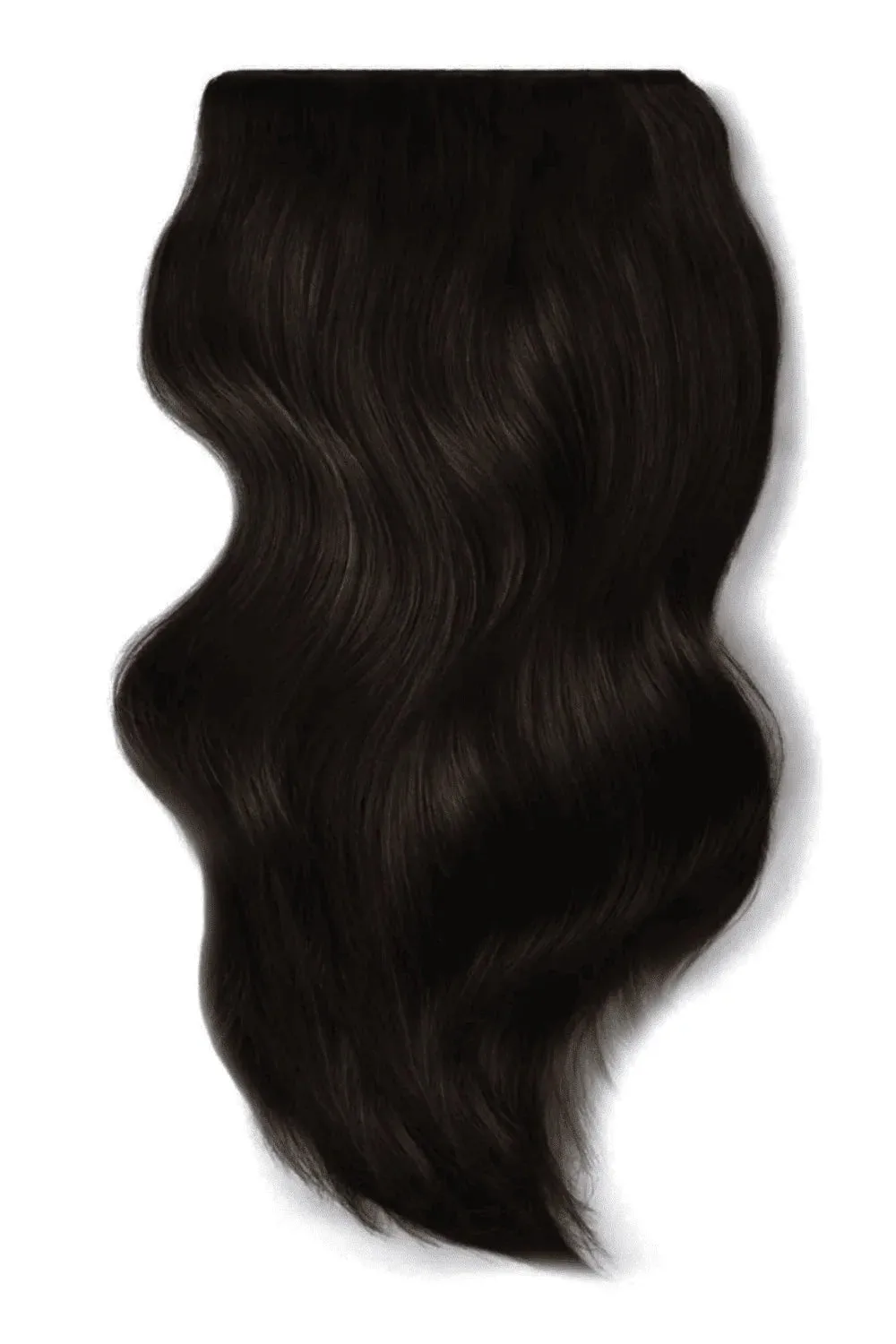 Double Wefted Full Head Remy Clip in Human Hair Extensions - Darkest Brown (#2)