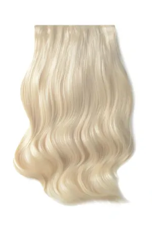 Double Wefted Full Head Remy Clip in Human Hair Extensions - Lightest Blonde (#60)