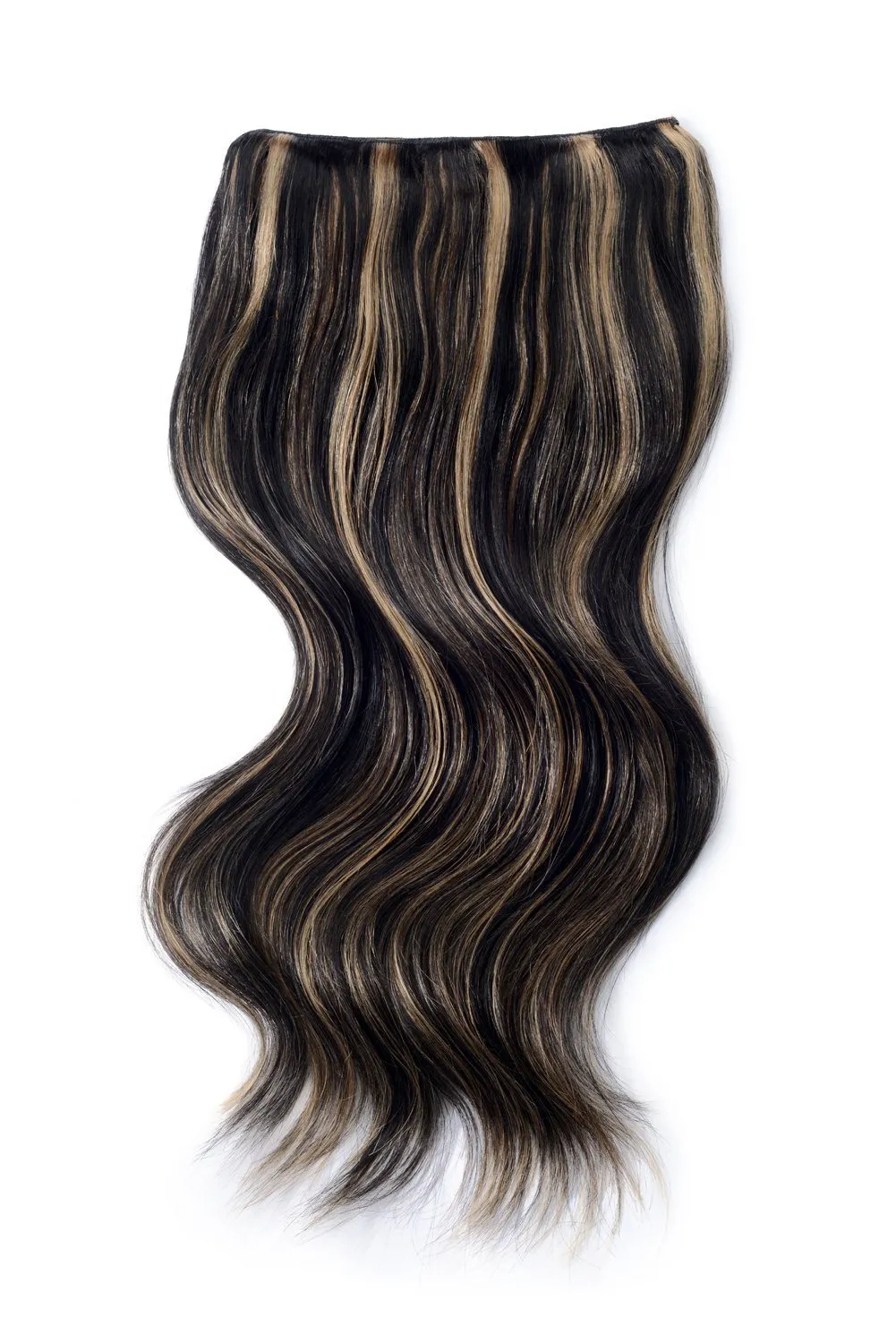 Double Wefted Full Head Remy Clip in Human Hair Extensions - Natural Black/Blonde Mix (#1B/613)