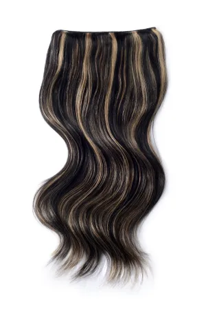 Double Wefted Full Head Remy Clip in Human Hair Extensions - Natural Black/Blonde Mix (#1B/613)