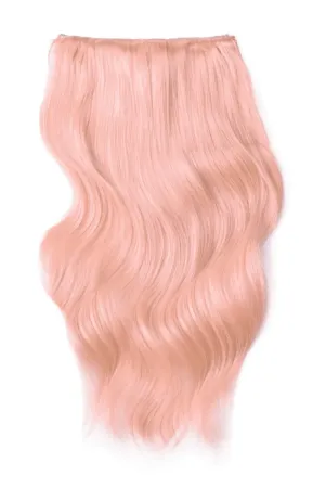 Double Wefted Full Head Remy Clip in Human Hair Extensions - Pastel Pink