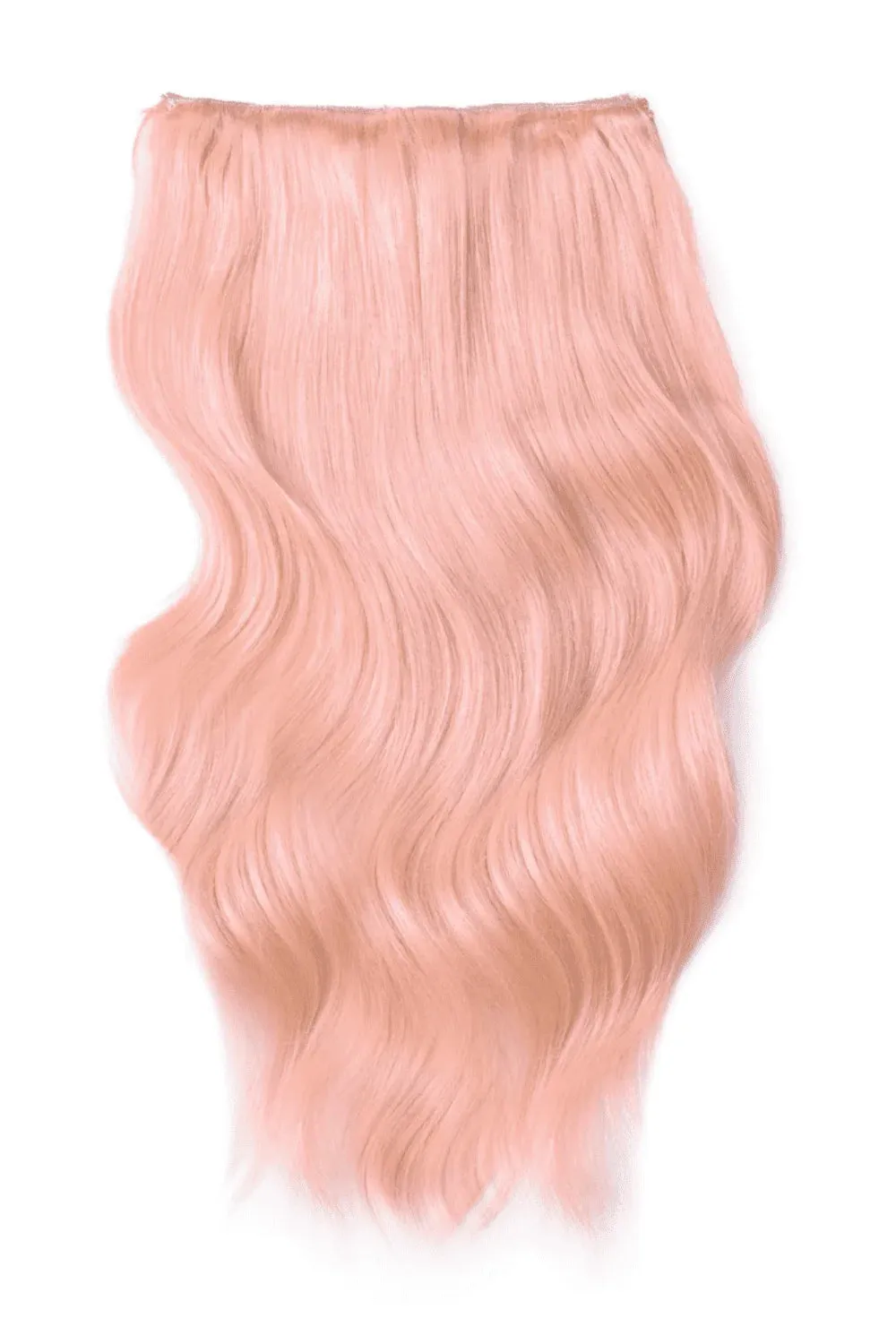 Double Wefted Full Head Remy Clip in Human Hair Extensions - Pastel Pink