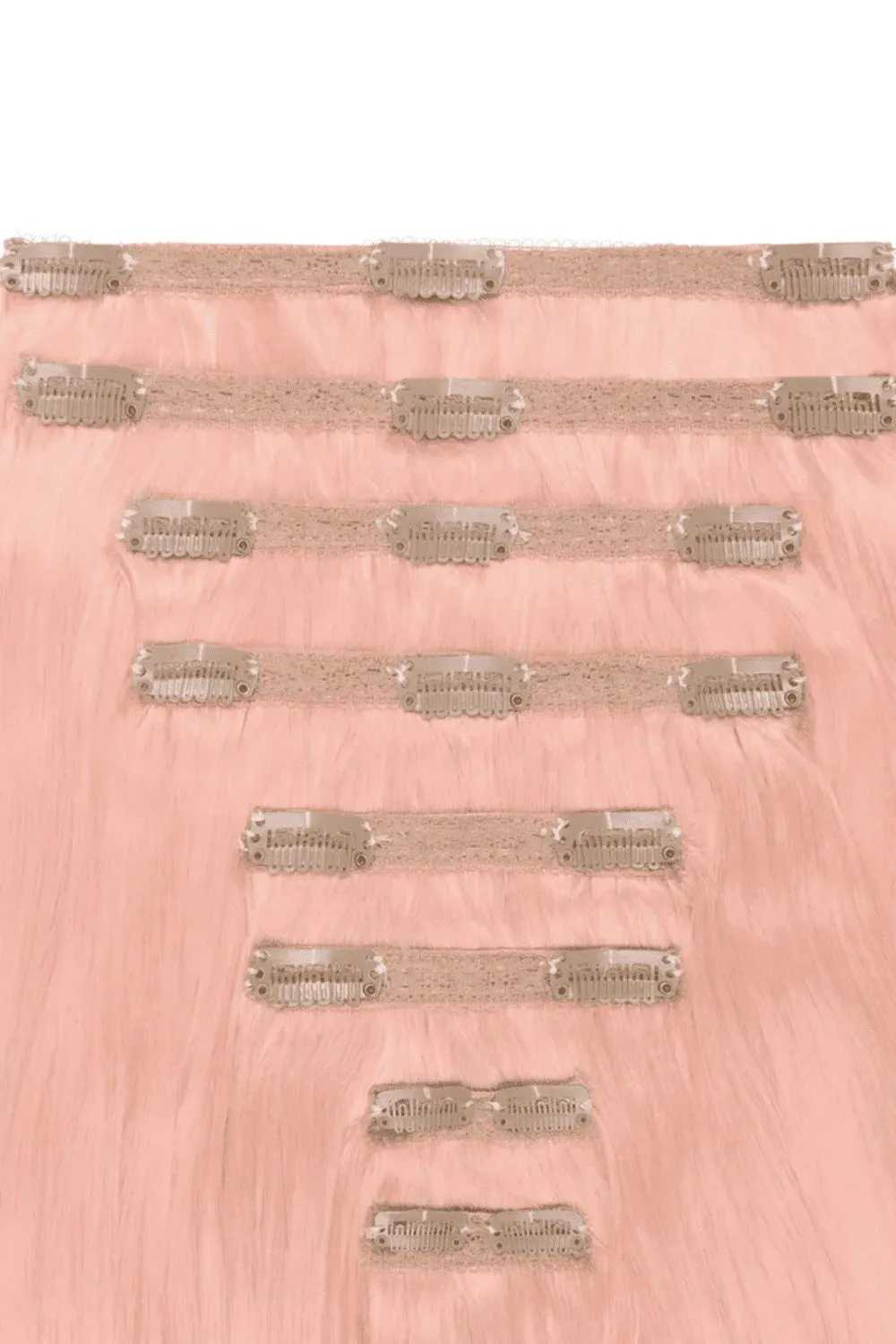Double Wefted Full Head Remy Clip in Human Hair Extensions - Pastel Pink