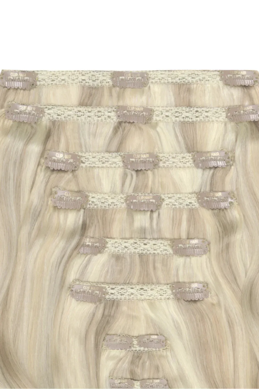 Double Wefted Full Head Remy Clip in Human Hair Extensions - Platinum BlondeMe