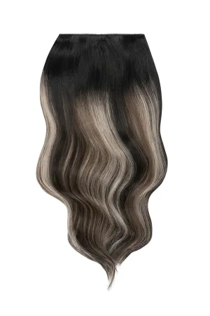 Double Wefted Full Head Remy Clip in Human Hair Extensions - Silver Shadow Balayage