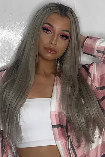 Double Wefted Full Head Remy Clip in Human Hair Extensions - Silver/Grey (#SG)